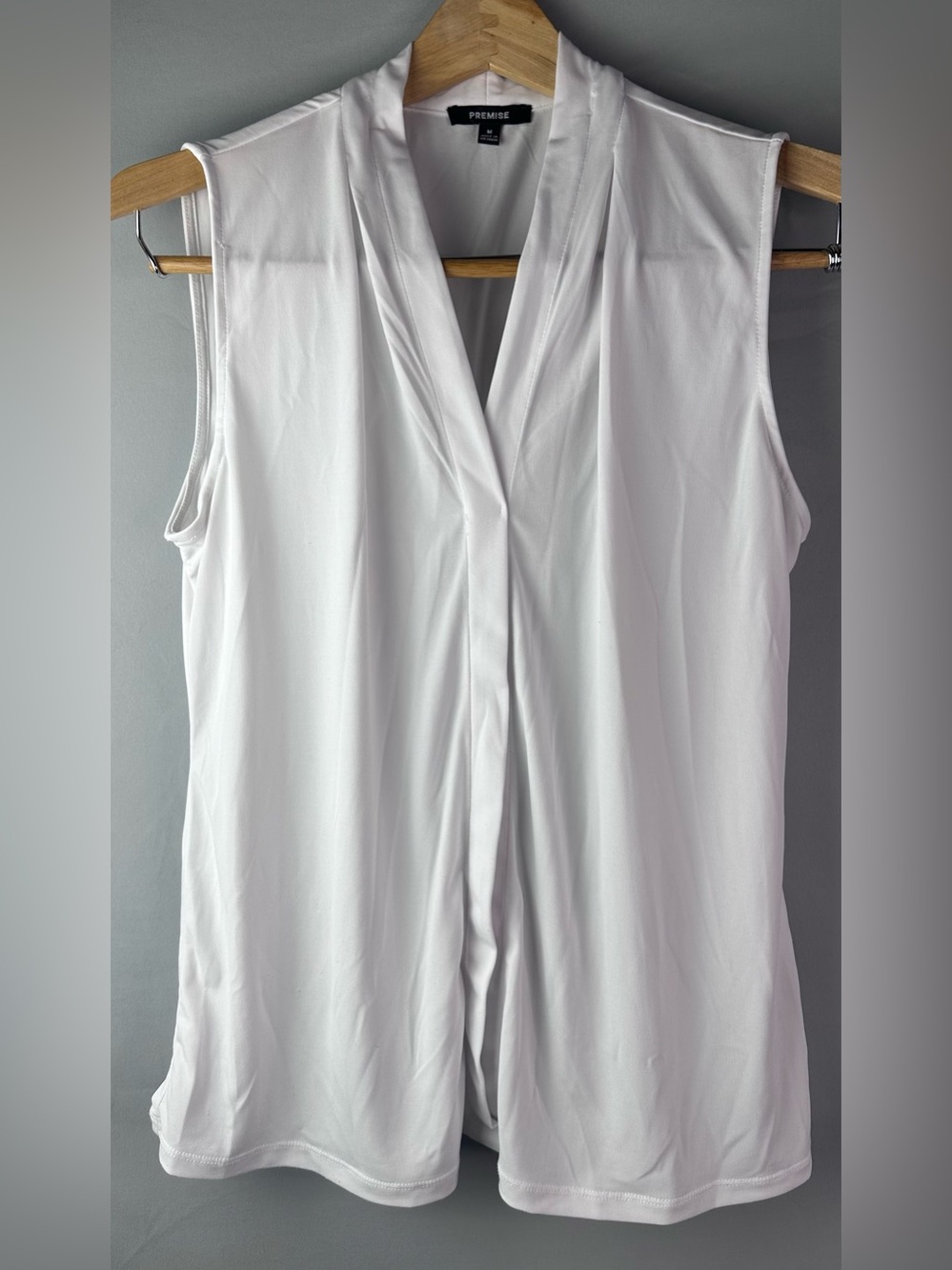 Premise White Sleeveless High-Neck Top (Size M)